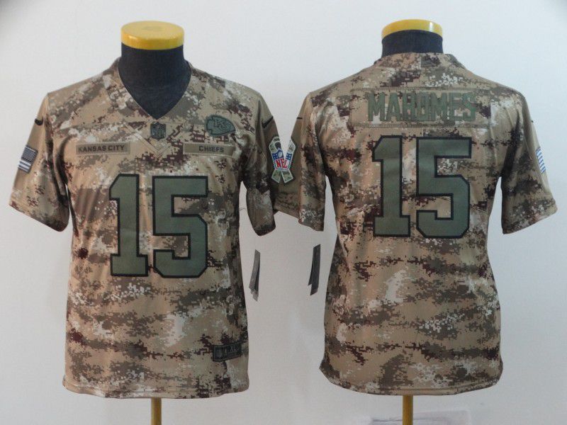Youth Kansas City Chiefs #15 Mahomes Nike Camo Salute to Service Retired Player Limited NFL Jersey